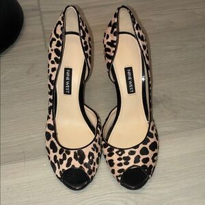 Nine West Leopard Print Peep Toe Heels
